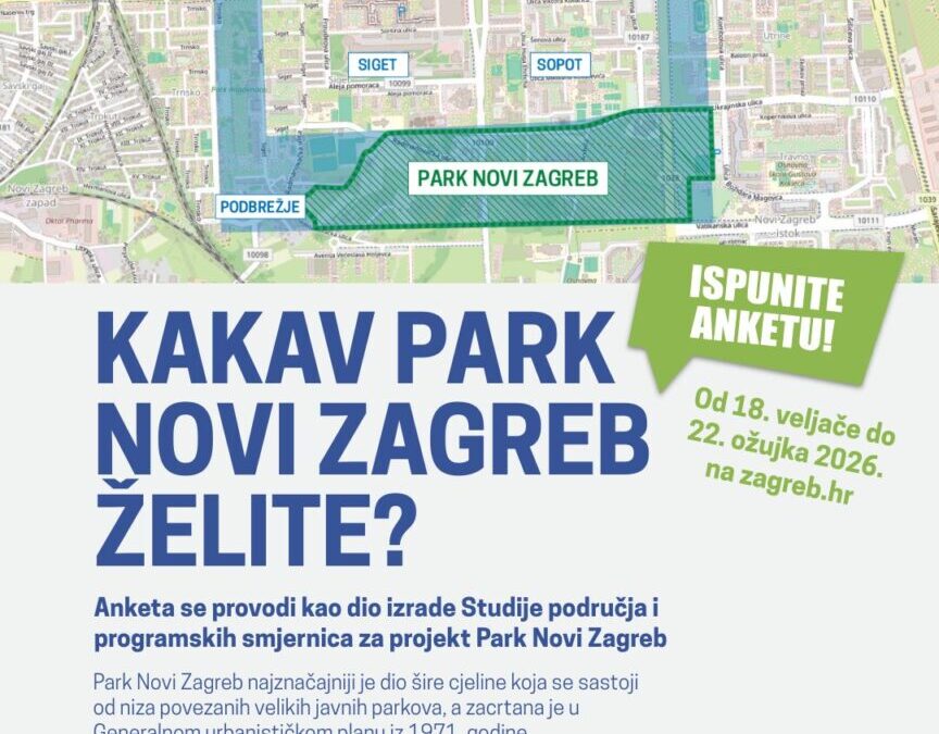 Novi Zagreb dobiva veliki park – ispunite anketu i sudjelujte u oblikovanju nove gradske zelene oaze