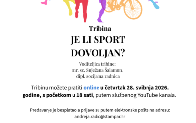 Tribina za roditelje „Je li sport dovoljan?”
